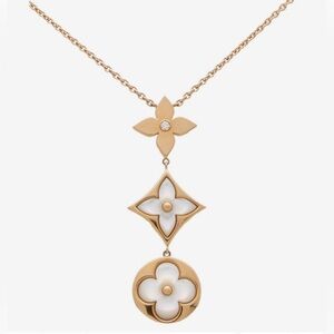 Timeless Luxury LV Logo Star Blossom White Gold Necklace